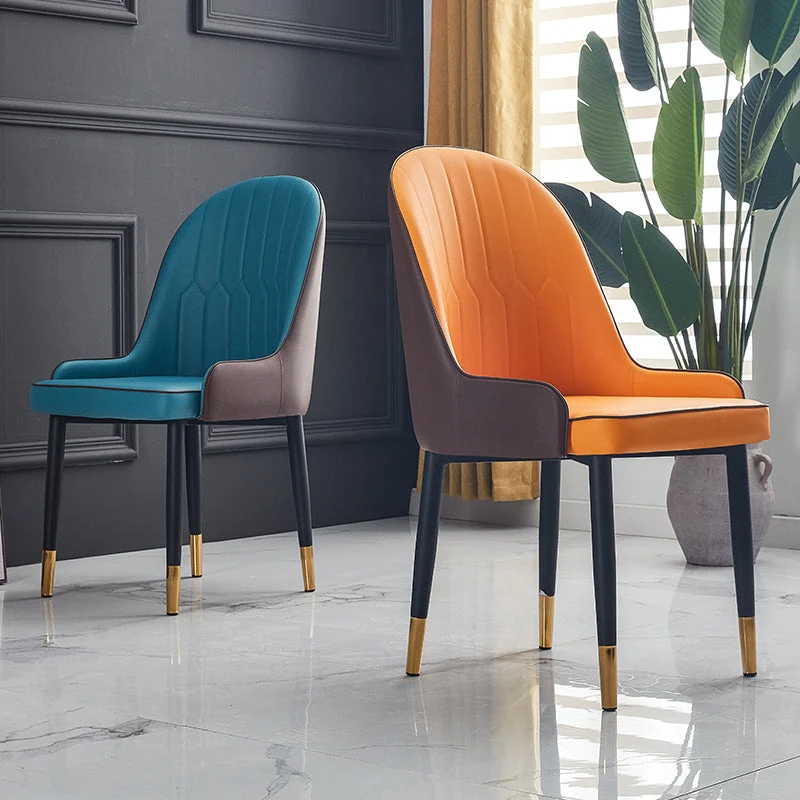 Poltroncina scandinava per interni Parsons, sedia da sala da pranzo metallo con schienale imbottito Clearhalo