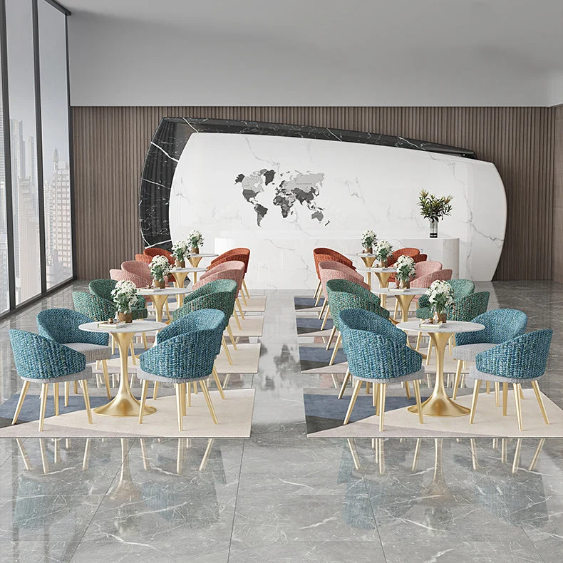 Poltroncina scandinava per interni Sedia da sala da pranzo imbottita Parsons con schienale metallo Clearhalo