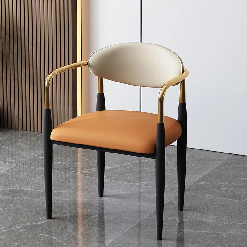 Poltroncina stile Glam Sedia da pranzo ecopelle con schienale aperto per la casa Clearhalo
