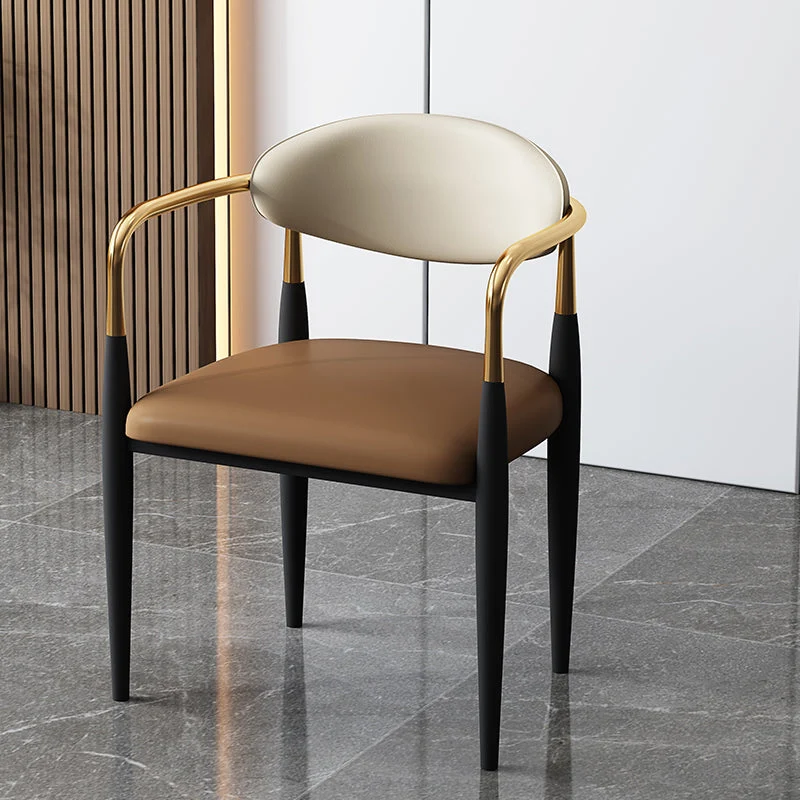 Poltroncina stile Glam Sedia da pranzo ecopelle con schienale aperto per la casa Clearhalo