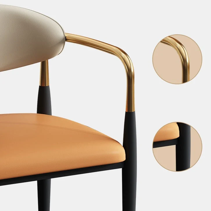 Poltroncina stile Glam Sedia da pranzo ecopelle con schienale aperto per la casa Clearhalo