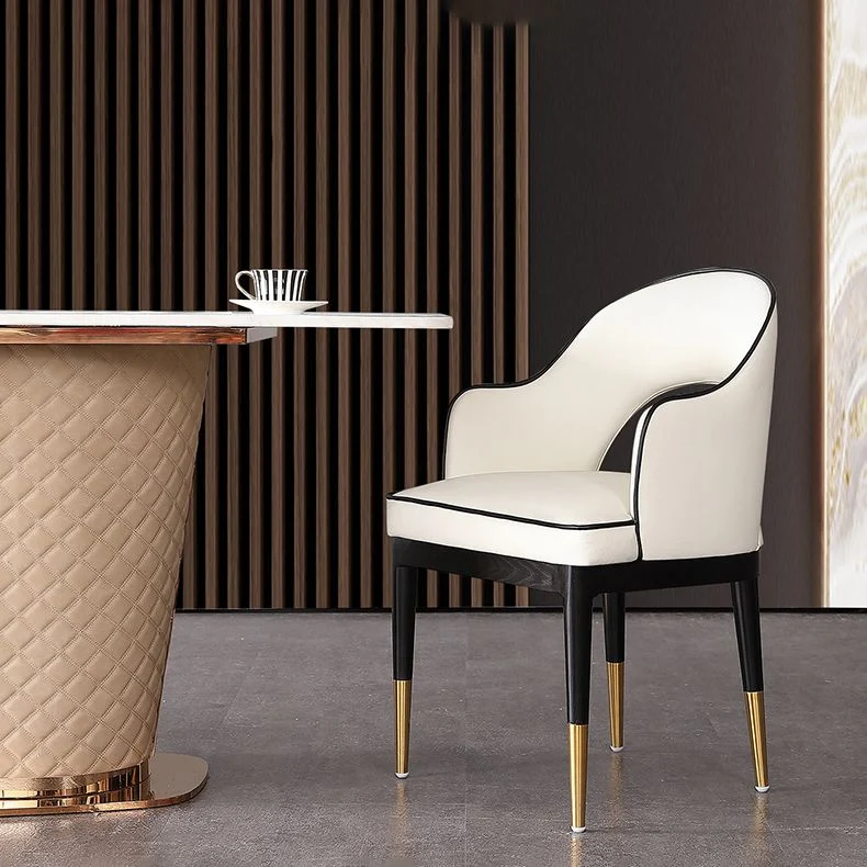 Poltroncina stile Glam Sedia da pranzo laterale legno con schienale aperto per cucina con imbottitura Clearhalo