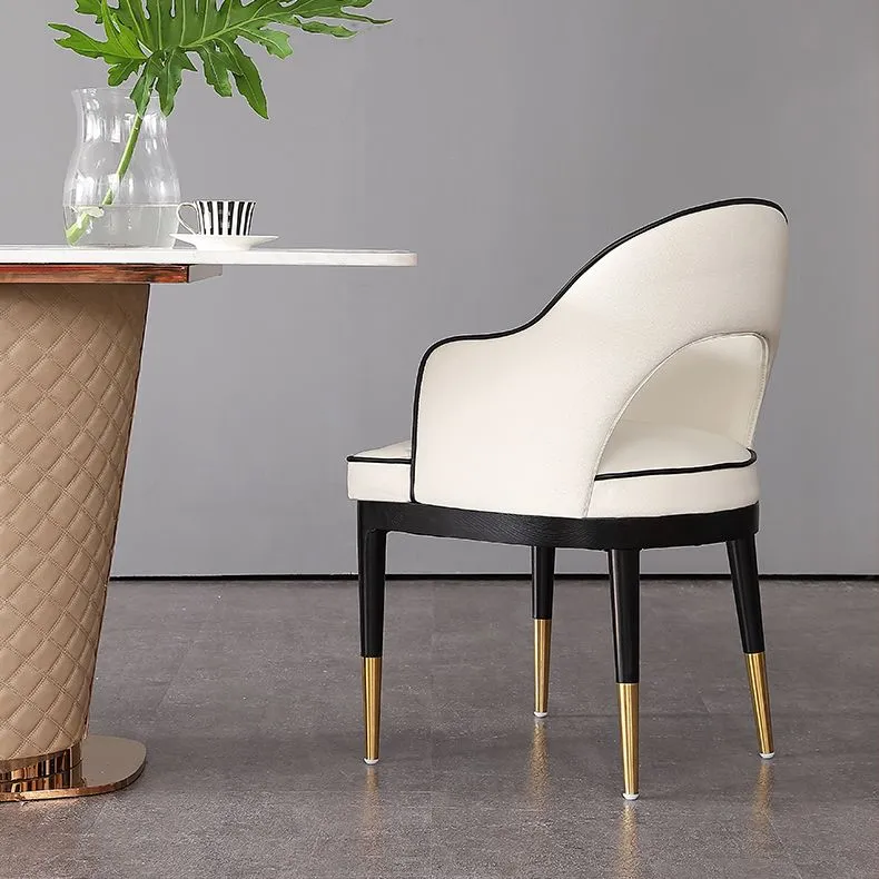 Poltroncina stile Glam Sedia da pranzo laterale legno con schienale aperto per cucina con imbottitura Clearhalo