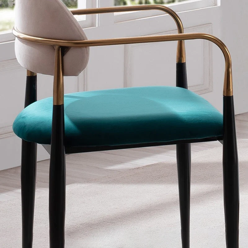 Poltroncina stile Glam Sedia da pranzo velluto con schienale aperto per uso domestico Clearhalo