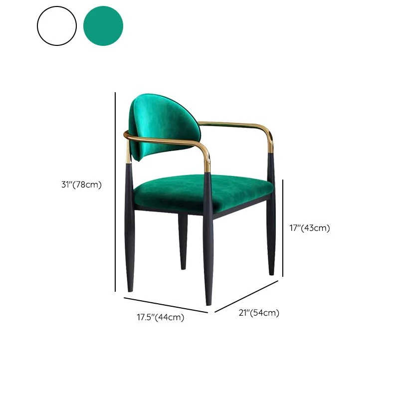 Poltroncina stile Glam Sedia da pranzo velluto con schienale aperto per uso domestico Clearhalo