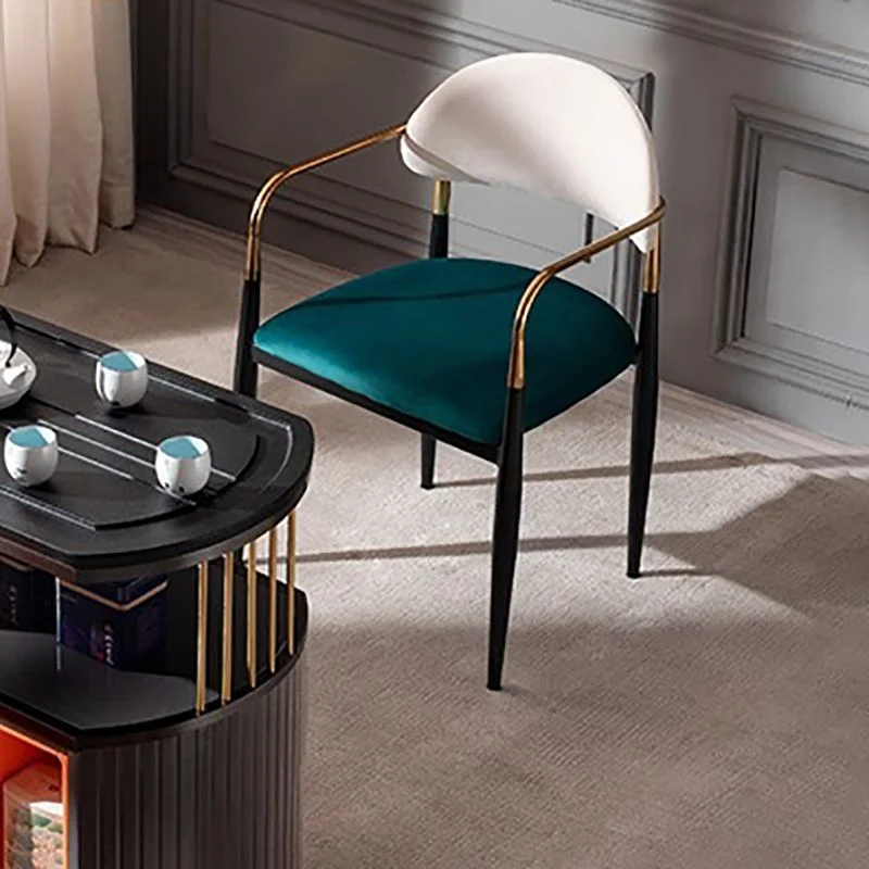 Poltroncina stile Glam Sedia da pranzo velluto con schienale aperto per uso domestico Clearhalo
