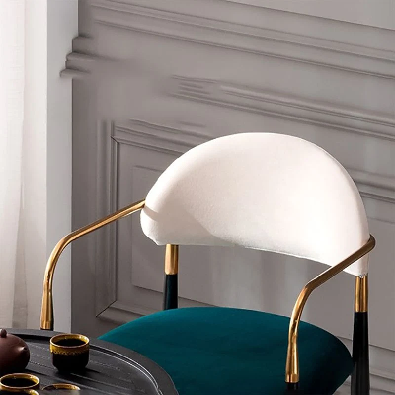 Poltroncina stile Glam Sedia da pranzo velluto con schienale aperto per uso domestico Clearhalo
