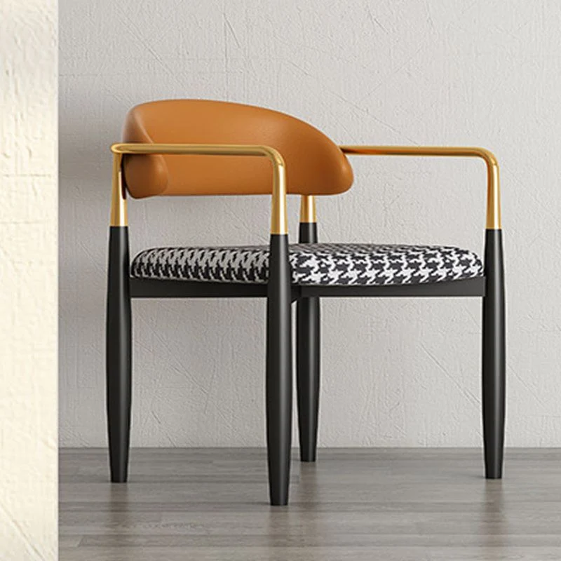 Poltroncina stile Glam Sedia da sala da pranzo metallo con schienale aperto per interni Clearhalo