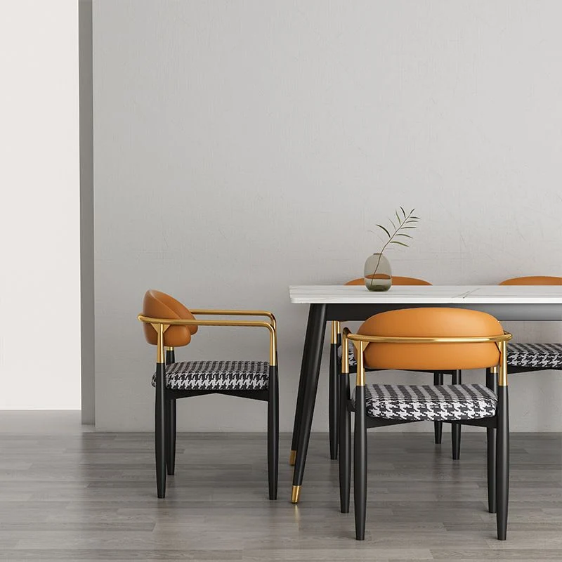 Poltroncina stile Glam Sedia da sala da pranzo metallo con schienale aperto per interni Clearhalo