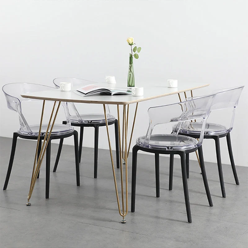 Poltroncina stile moderno Sedia plastica con schienale aperto per sala da pranzo Clearhalo