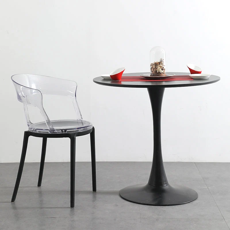 Poltroncina stile moderno Sedia plastica con schienale aperto per sala da pranzo Clearhalo