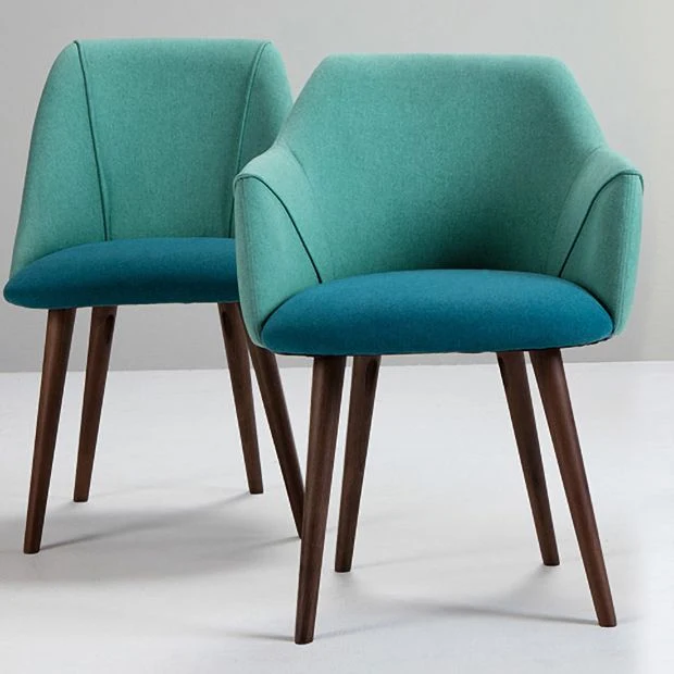 Poltroncina tessuto con finitura opaca Sedia da pranzo scandinava con schienale massiccio (set di 2) Clearhalo