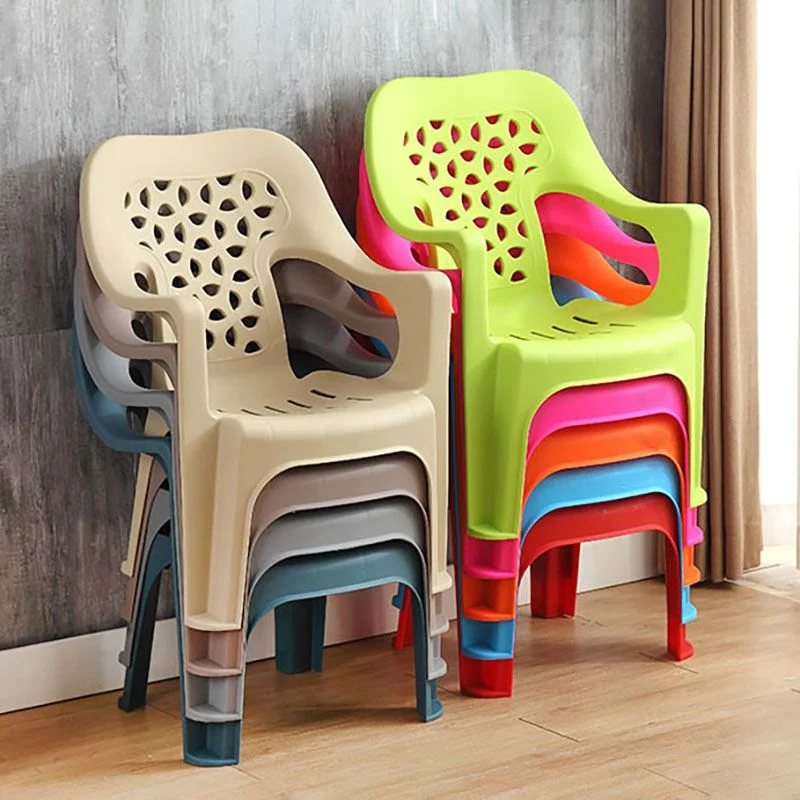 Poltrone da pranzo impilabili stile minimalista Sedia laterale da pranzo plastica con schienale aperto per uso domestico C...