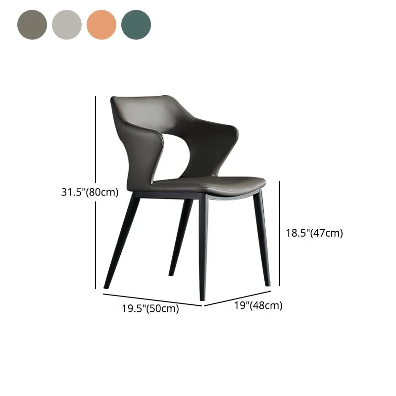 Poltrone da pranzo pelle Poltrone imbottite con schienale aperto e gambe metallo Clearhalo