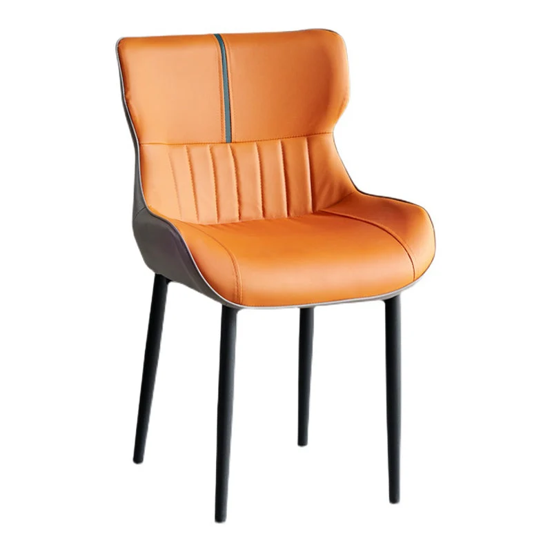 Poltrone da pranzo pelle stile minimalista Wingback Parsons Chair per la casa Clearhalo