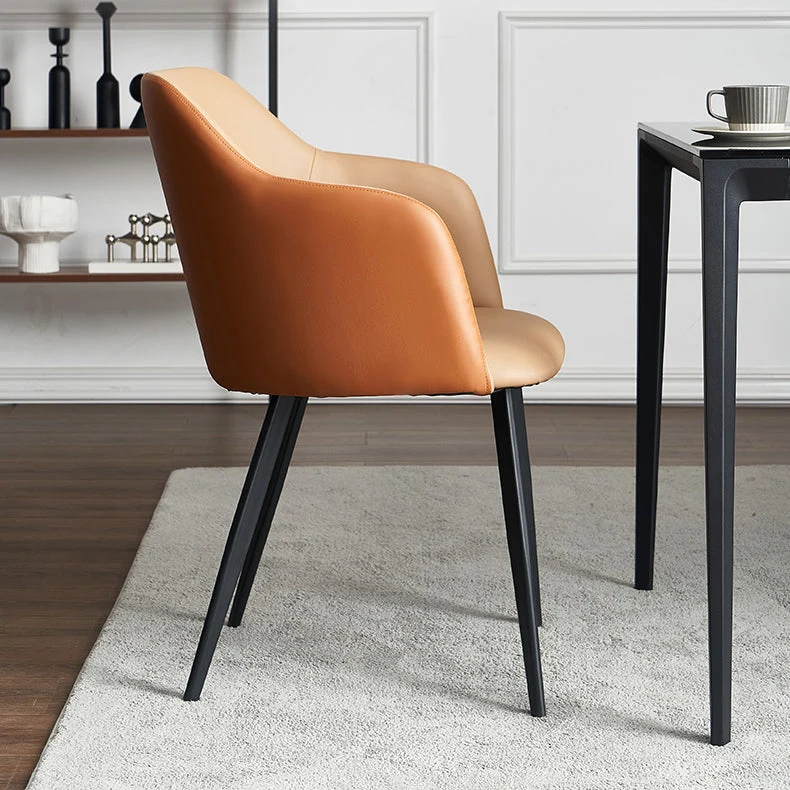 Poltrone da pranzo pelle stile moderno Sedie imbottite con schienale solido Clearhalo