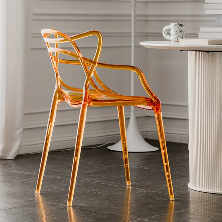 Poltrone da pranzo scandinave plastica Sedia laterale con schienale aperto per cucina Clearhalo