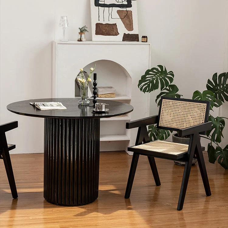 Poltrone da pranzo tradizionali legno massello per sala da pranzo con finitura opaca e schienale canna Clearhalo