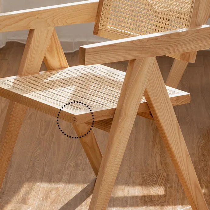Poltrone da pranzo tradizionali legno massello per sala da pranzo con finitura opaca e schienale canna Clearhalo