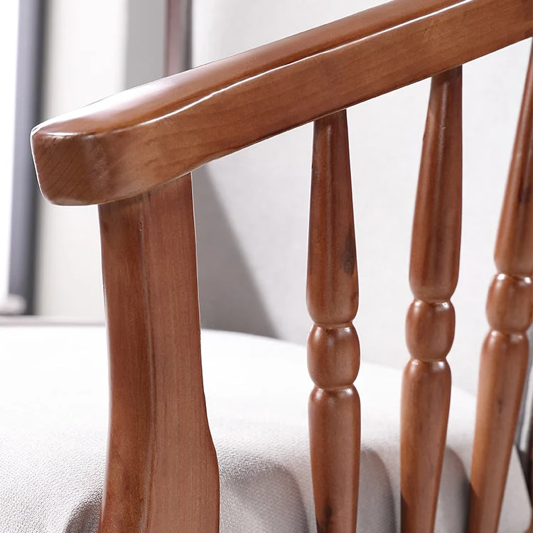 Poltrone da pranzo tradizionali legno Sedia da pranzo tessuto di lino per uso ristorante Clearhalo