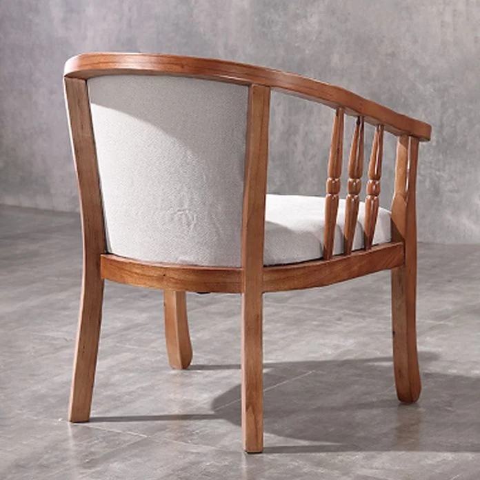 Poltrone da pranzo tradizionali legno Sedia da pranzo tessuto di lino per uso ristorante Clearhalo