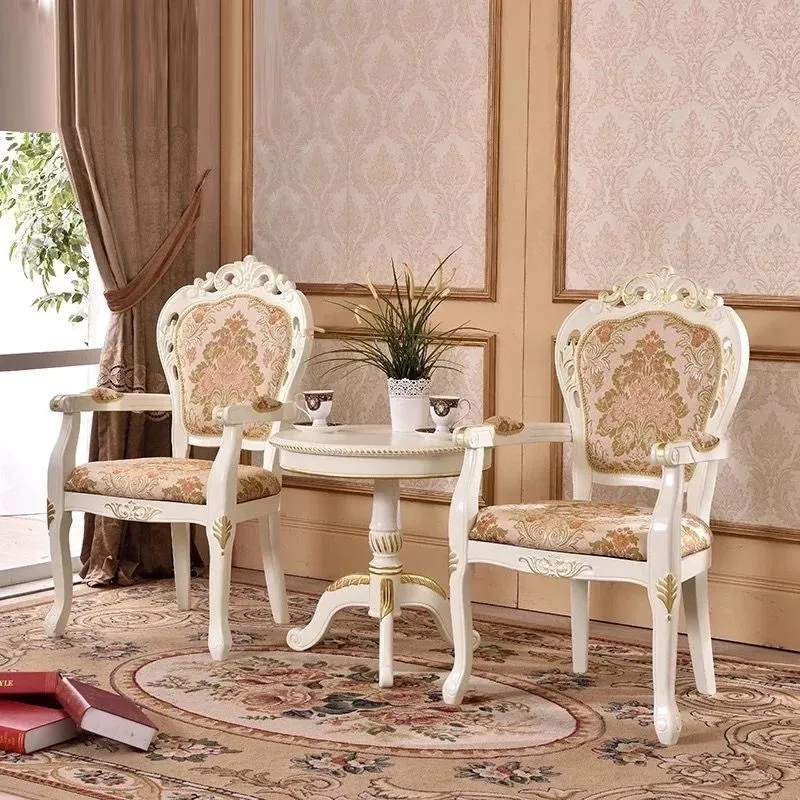 Poltrone da pranzo vittoriane Poltrone imbottite con gambe legno (set di 2) Clearhalo