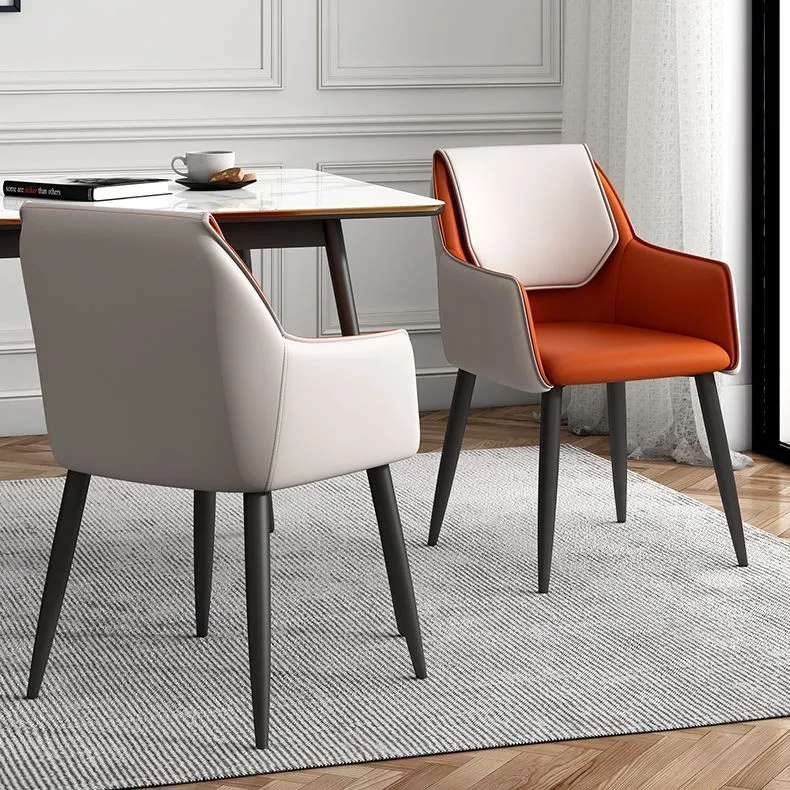Poltrone da sala da pranzo contemporanee metallo Sedie laterali imbottite pelle per uso domestico Clearhalo