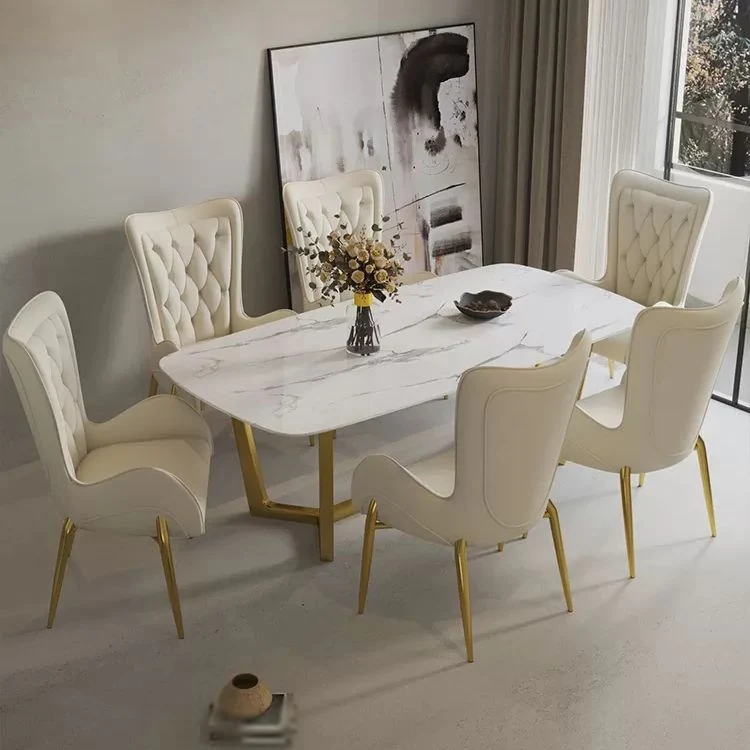 Poltrone da sala da pranzo metallo stile nordico, sedia laterale con schienale alto per uso domestico Clearhalo