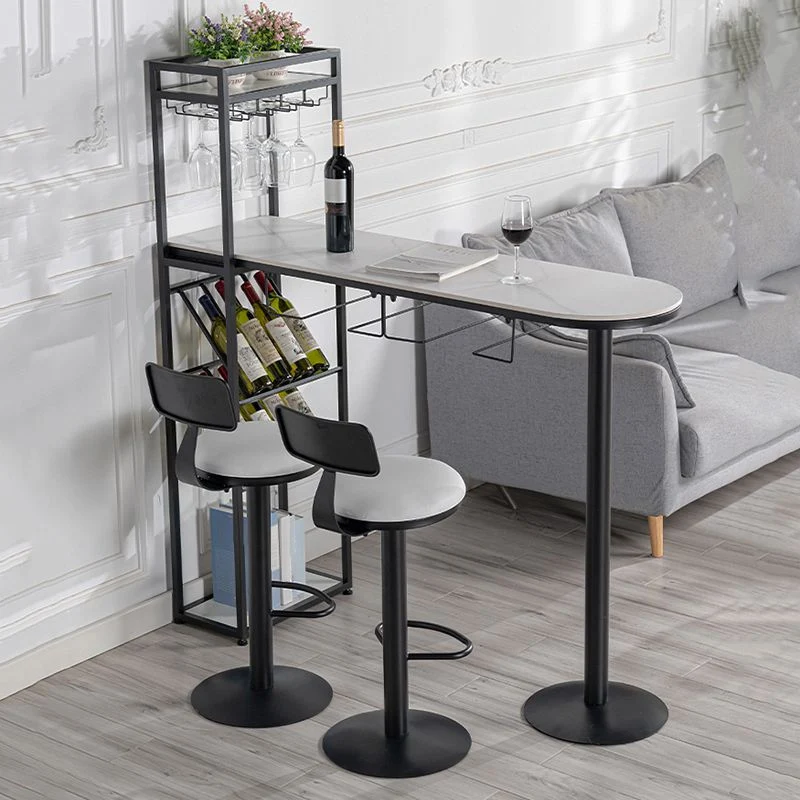 Portabottiglie moderno da bar da bistrot, scrivania da bar pietra, tavolo da cocktail per interni Clearhalo