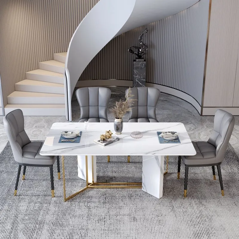 La sala da pranzo del metallo di stile glam presiede la sedia da pranzo imbottita senza braccioli del tessuto di tela per...