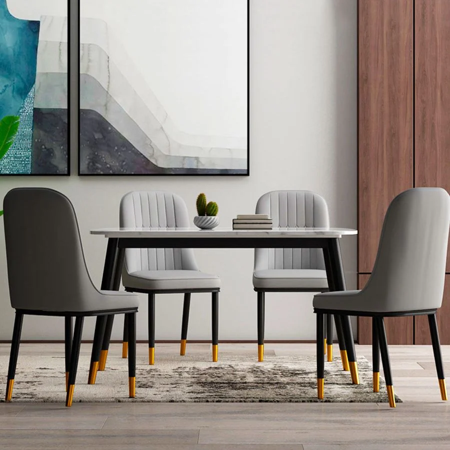 La sala da pranzo del metallo di stile glamour presiede la sedia pelle Parsons senza braccioli per il ristorante Clearhalo