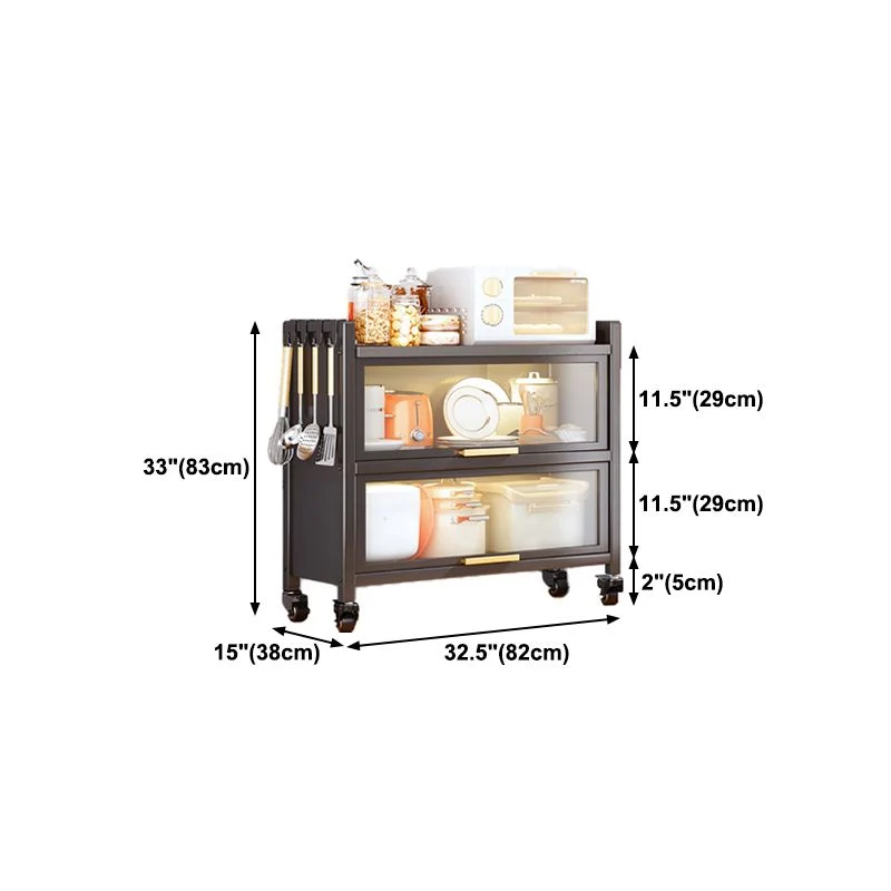 Sala da pranzo Minimalismo Buffet Server Server da pranzo con porte vetro e struttura metallo Clearhalo