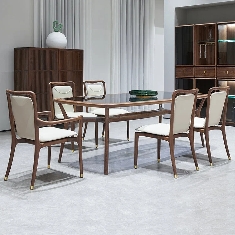 Sala da pranzo Sedia da pranzo moderna imbottita con schienale massiccio legno di noce Clearhalo