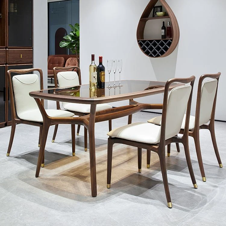 Sala da pranzo Sedia da pranzo moderna imbottita con schienale massiccio legno di noce Clearhalo