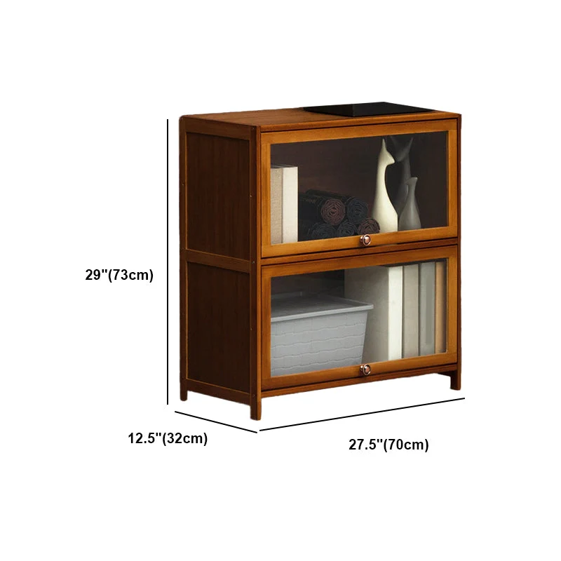 Scaffale moderno marrone per libri, libreria bambù per camera da letto, con armadietti Clearhalo
