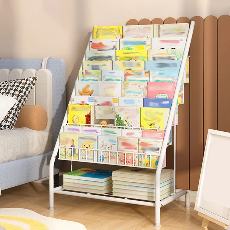 Scaffale per libri con scaletta chiusa metallo, ripiani inclusi. Libreria inclusa Clearhalo