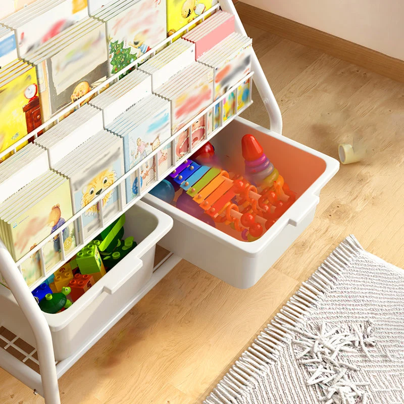 Scaffale per libri con scaletta chiusa metallo, ripiani inclusi. Libreria inclusa Clearhalo