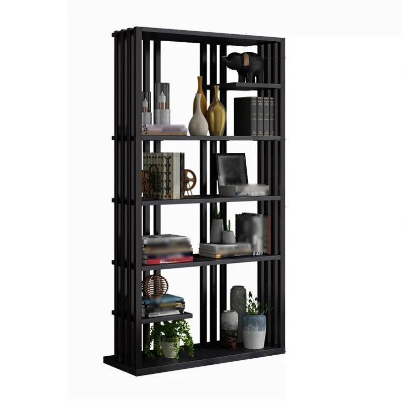 Scaffale per libri stile industriale con scaffale aperto, scaffale verticale metallo con ripiani rettangolari Clearhalo