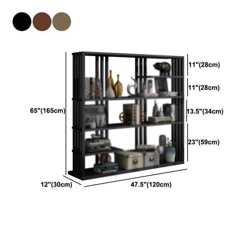 Scaffale per libri stile industriale con scaffale aperto, scaffale verticale metallo con ripiani rettangolari Clearhalo