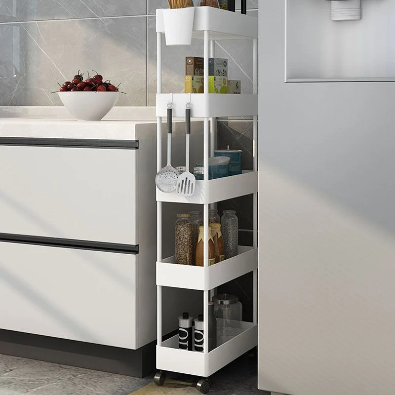 Scaffale scandinavo Etagere, struttura metallo, scaffale plastica, con ruote piroettanti Clearhalo