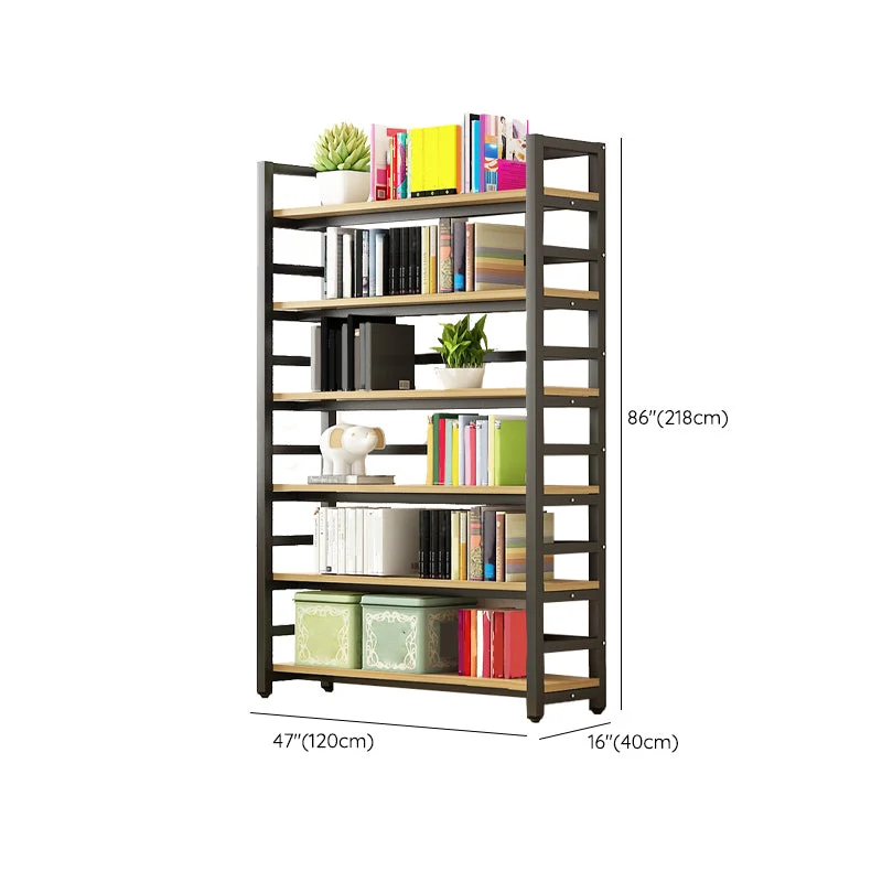 Scaffali per libreria moderni neri con schienale aperto inclusi per l'home office Clearhalo