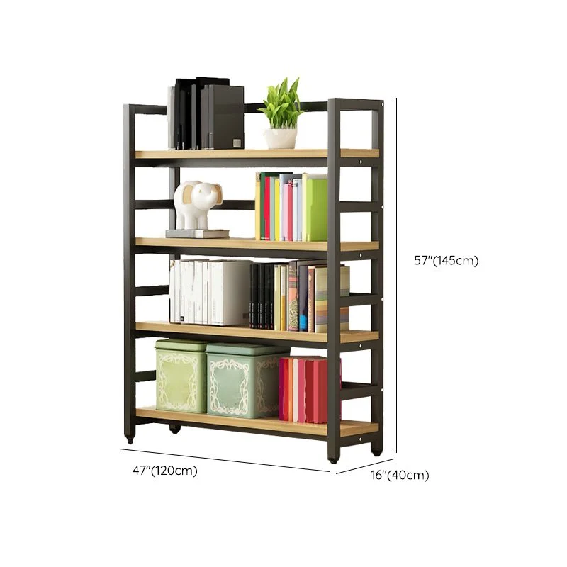 Scaffali per libreria moderni neri con schienale aperto inclusi per l'home office Clearhalo