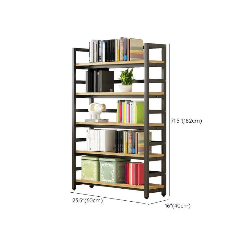 Scaffali per libreria moderni neri con schienale aperto inclusi per l'home office Clearhalo