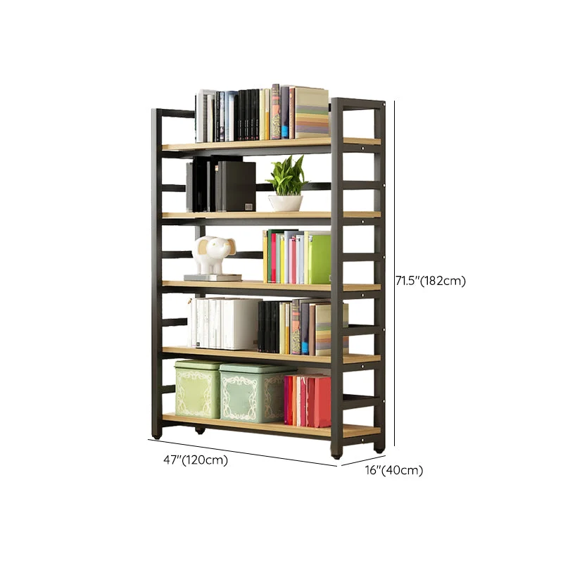 Scaffali per libreria moderni neri con schienale aperto inclusi per l'home office Clearhalo