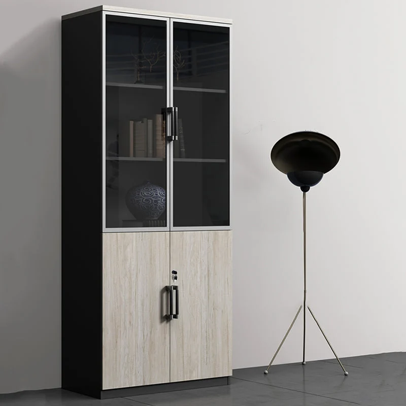 Schedario moderno con struttura legno, serratura chiave, schedario verticale per ufficio Clearhalo