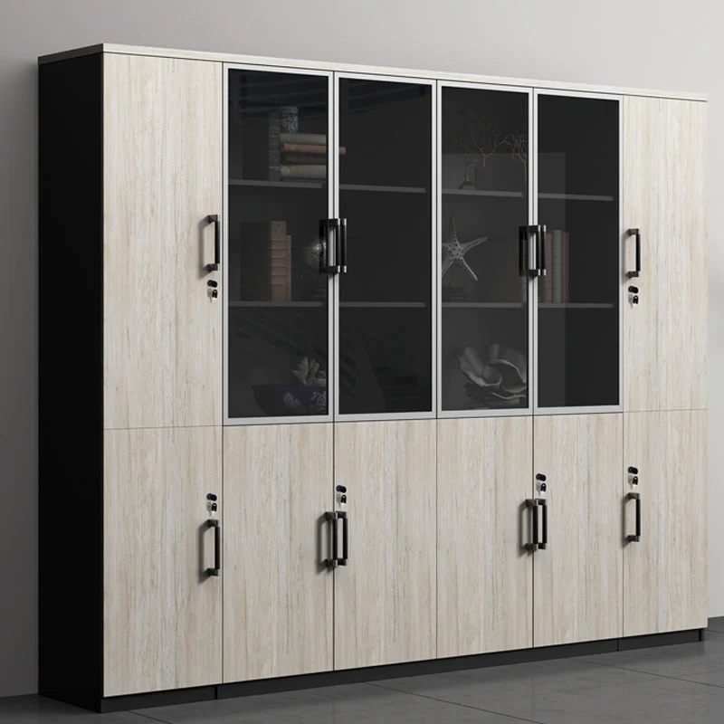 Schedario moderno con struttura legno, serratura chiave, schedario verticale per ufficio Clearhalo