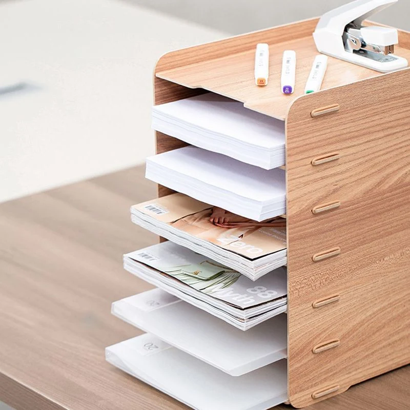 Schedario verticale moderno Schedario portaoggetti con struttura legno Clearhalo