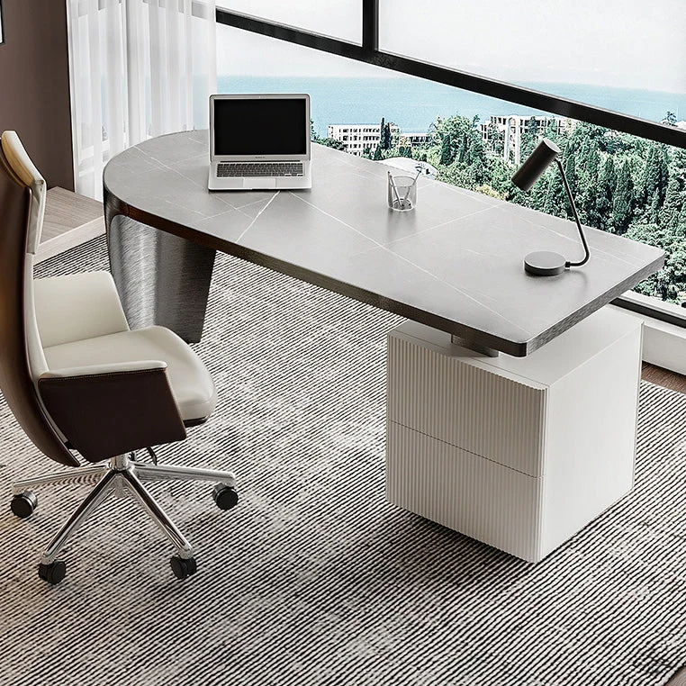 Scrittoio Glam Pietra con Cassettiera Scrivania per Ufficio Clearhalo