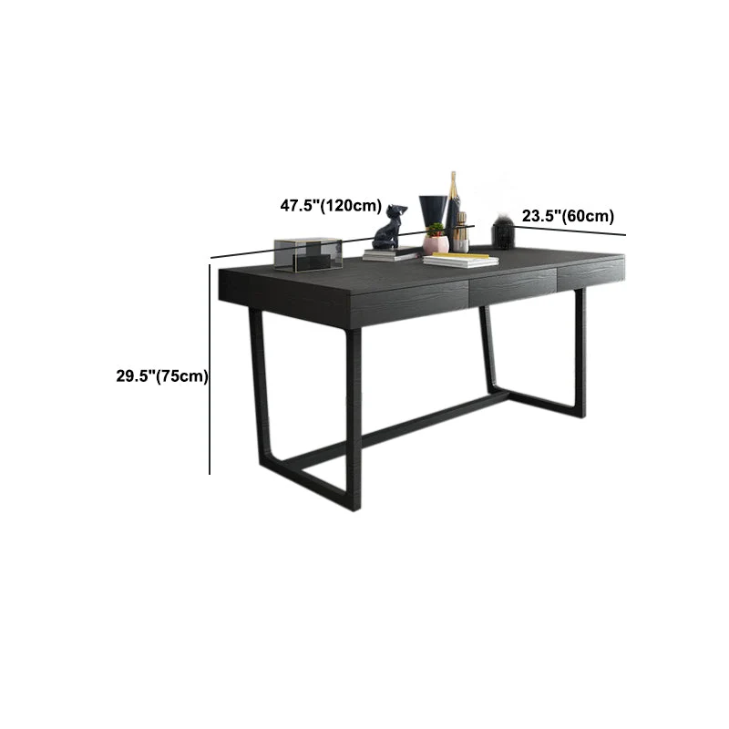 Scrittoio Industriale Nero con Cassetti Scrivania da Ufficio Rettangolare Clearhalo