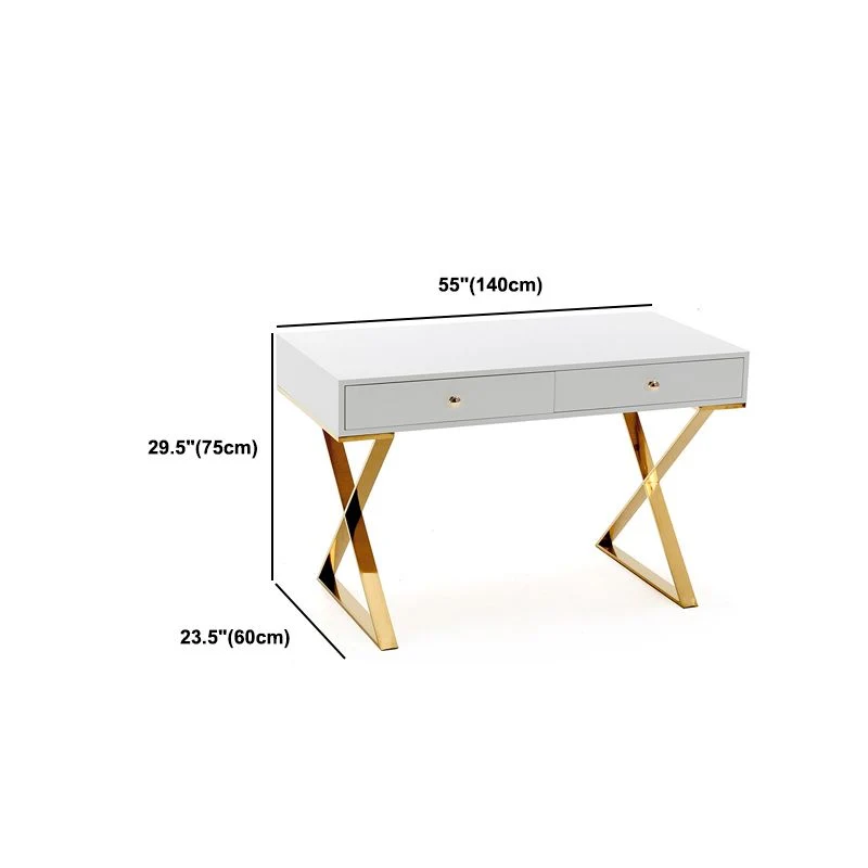 Scrittoio Legno Sintetico Rettangolare con Gambe Metallo Scrivania da Ufficio Glam Clearhalo